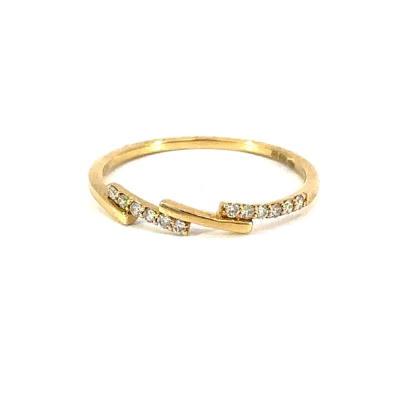 Diamond Crossover Band 0.10ct, 18K Yellow Gold, view 1