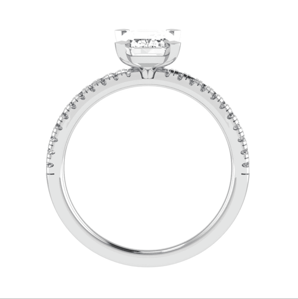 Collet Shoulder Set Engagement Ring in white gold — front view
