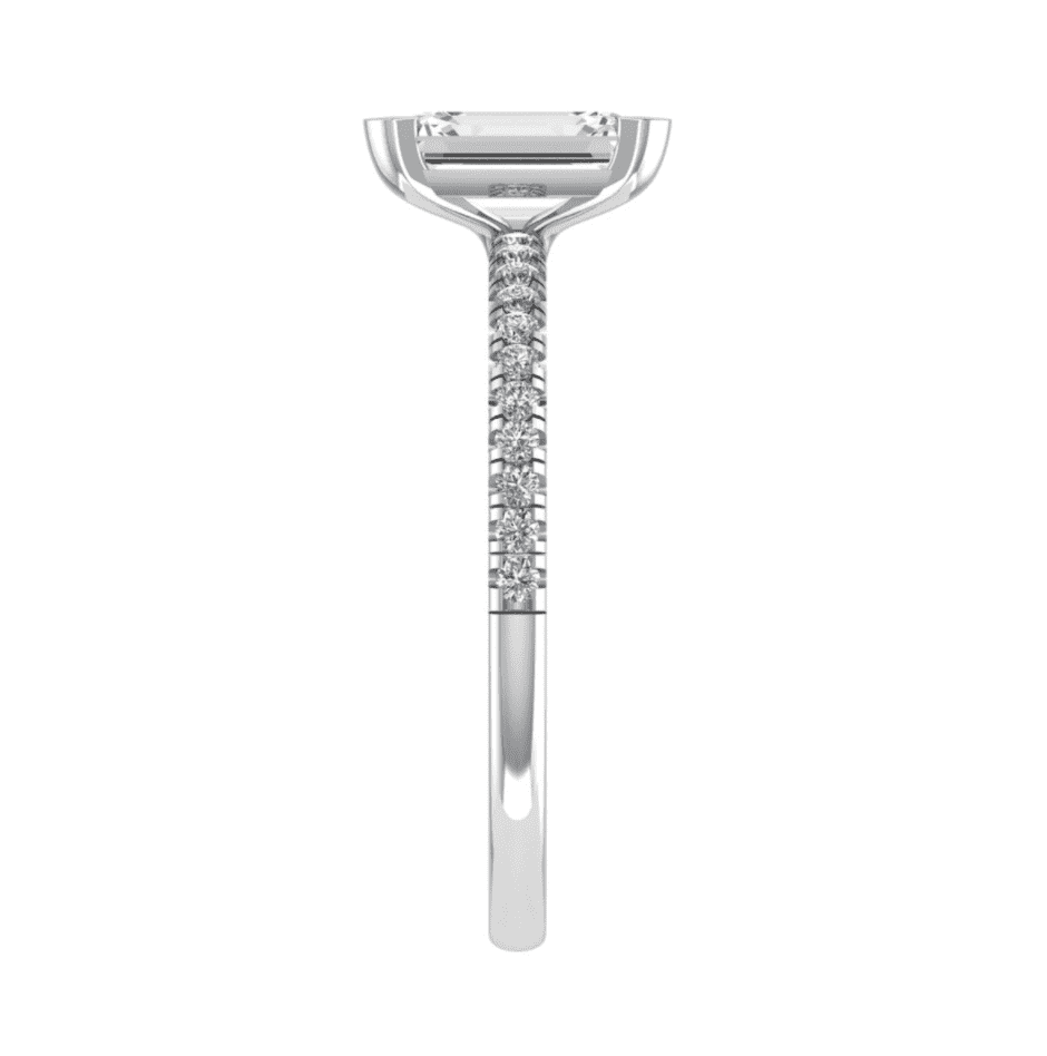 Collet Shoulder Set Engagement Ring in white gold — side view