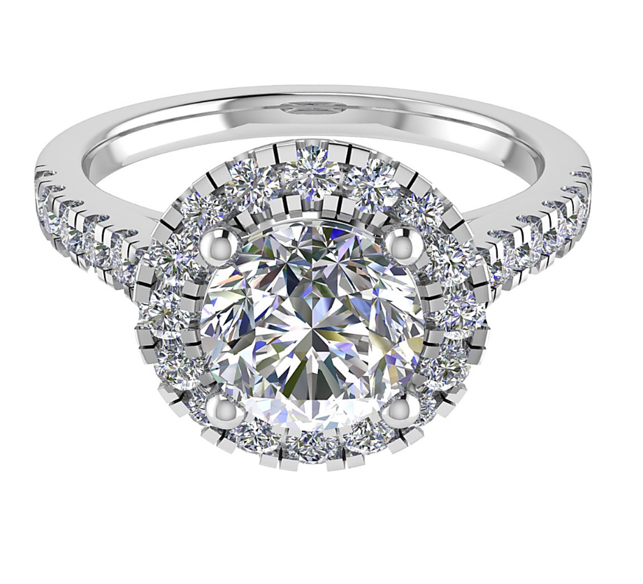 Aurora Halo with Shoulders Engagement Ring — top view
