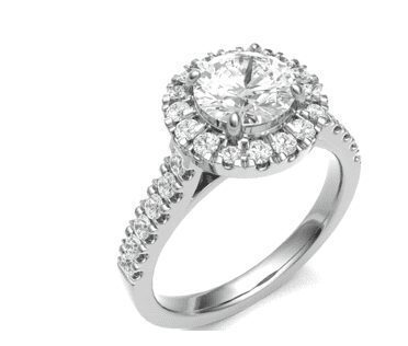 Aurora Halo with Shoulders Engagement Ring in platinum