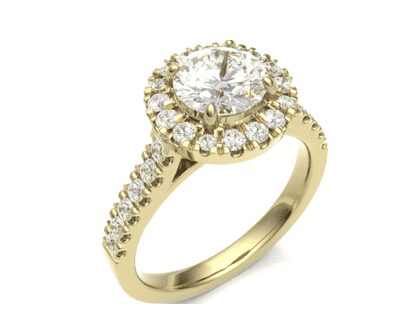 Aurora Halo with Shoulders Engagement Ring in white gold