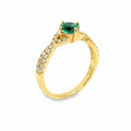 Emerald & Diamond Infinity Twist Ring, 18K Yellow Gold, view 1