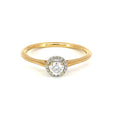 Petite Round Halo Engagement Ring, 18K Gold, view 3