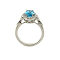 Vintage Blue Topaz & Diamond Halo Ring, view 2
