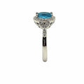 Vintage Blue Topaz & Diamond Halo Ring, view 3