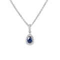 Pear Sapphire & Diamond Halo Pendant, 18K White Gold — view 1
