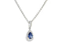 Pear Sapphire & Diamond Halo Pendant, 18K White Gold — view 3