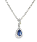 Pear Sapphire & Diamond Halo Pendant, 18K White Gold — view 2