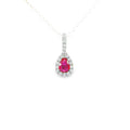 Pear Ruby & Diamond Halo Pendant, 18K White Gold — view 2