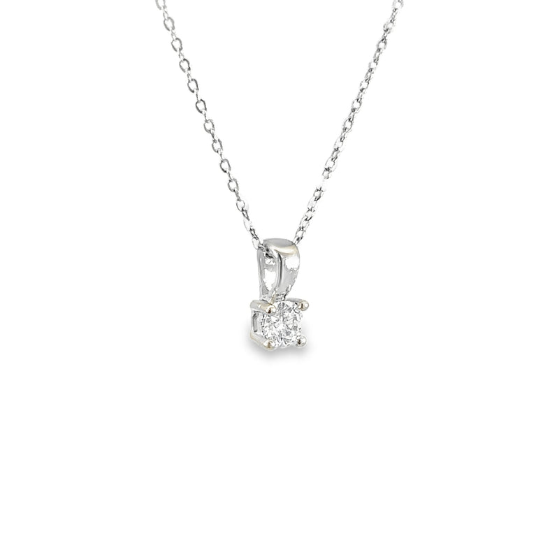 Solitaire Diamond Pendant 0.15ct, 18K White Gold — view 1
