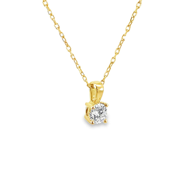 Solitaire Diamond Pendant 0.20ct, 18K Yellow Gold — view 1
