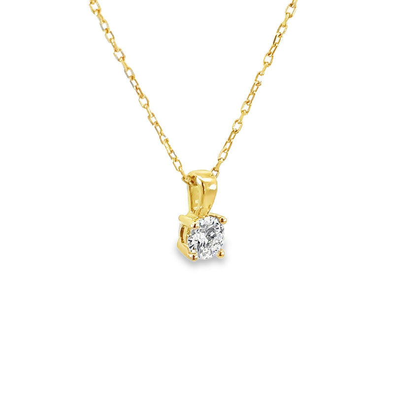Solitaire Diamond Pendant 0.20ct, 18K Yellow Gold — view 1