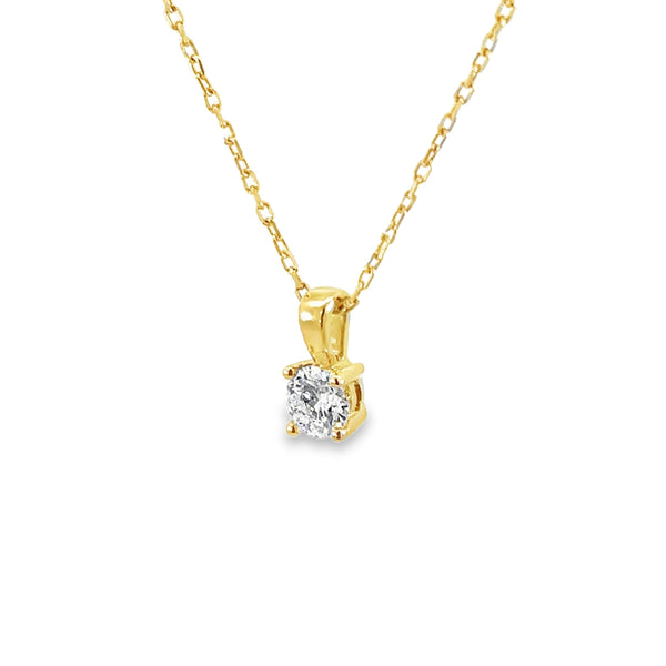Solitaire Diamond Pendant 0.20ct, 9K Yellow Gold — view 1