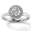 1ct Lab-Grown Halo Engagement Ring, 18K White Gold, view 1