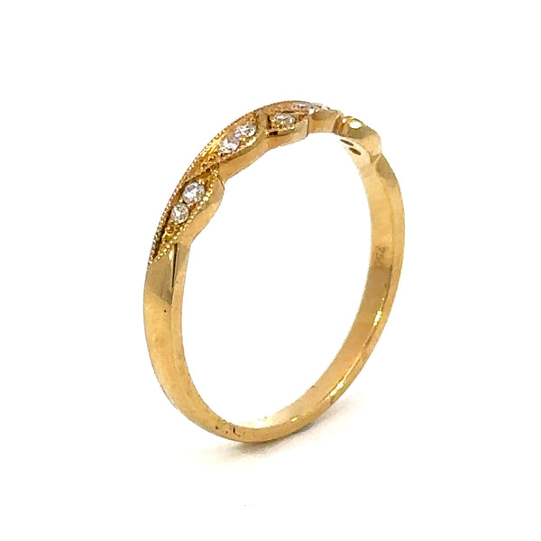 Milgrain Diamond Band 0.08ct, 18K Yellow Gold, view 1