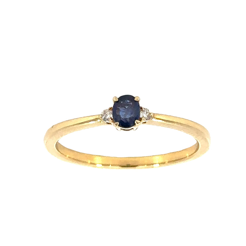 Oval Sapphire & Diamond Three-Stone Ring, 18K Yellow Gold, view 1