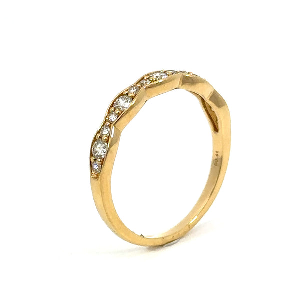 Vintage Scalloped Diamond Band 0.41ct, 18K Yellow Gold, view 1