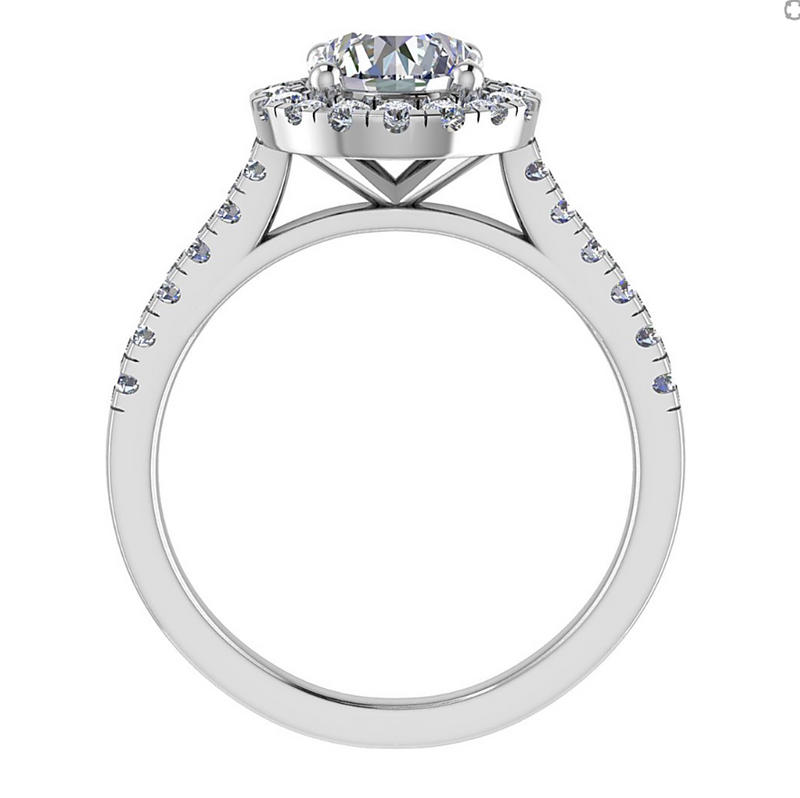 Aurora Halo with Shoulders Engagement Ring — front view