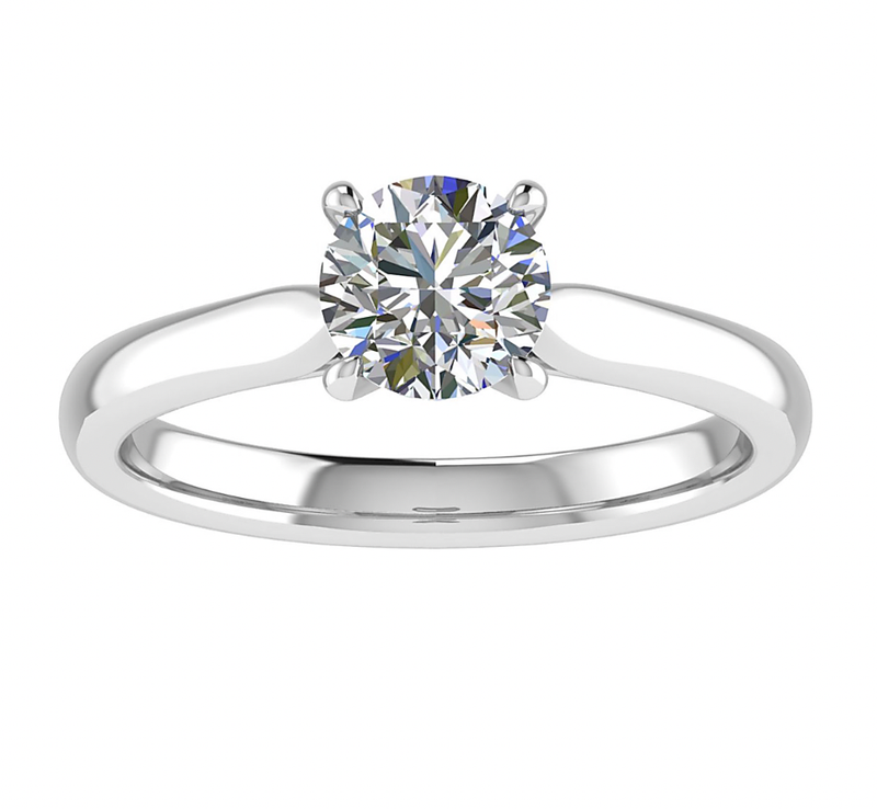 Platinum Solitaire Engagement Ring, 1ct round lab-grown diamond
